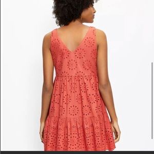 Ann Taylor Loft Terracotta Rust Orange Eyelet Lace Tiered Mini Tank Dress MP